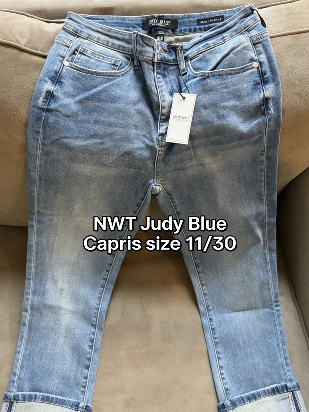 Judy Blue Faded Light Blue Cropped Jeans